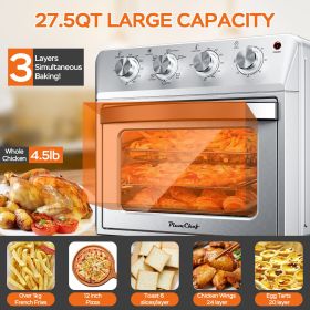 27.5QT 6-in-1 Air Fryer Toaster Oven Dropdown-Door 6-Slice Countertop Convection Oven for Air Frying, Baking, Roasting, Broiling & Grilling, 1600W