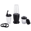 10-Piece Blender Set, Black, 300W, with 3 Jars (10oz, 16oz, 18oz), 2 Drinking Lids, Stainless Steel Blade