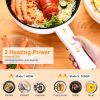 Electric Hot Pot Non-Stick Frying Pan Portable Rapid Noodles Cooker with Long Handle Steamer Spatula Dual Power Control Overheat Dry-Boil Protection f