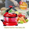 Multi-Functional Manual Food Chopper Processor, 8-Cup Capacity, Hand-Powered Kitchen Helper with 420 Stainless Steel Blades, for Chopping Vegetables