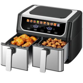 Dual Basket Air Fryer Oven, Digital Control, Clear-View Window, Versatile Air Fryer for Roasting, Baking, Reheating Healthy Meals (Pack Size: 1 Pack)