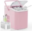 Countertop Ice Maker with Handle, 26lbs/24H Portable Ice Machine, 9 Bullet Ice Cubes Ready in 6 Mins, Self-Cleaning, Quiet Compact Ice Maker for Home