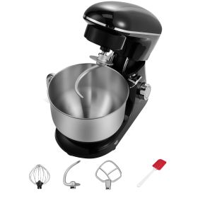 Stand Mixer, 6 QT Dough Mixer, 660W 6 + P Speeds Tilt-head Food Mixer with Stainless Steel Bowl, Dough Hook, Wire Whip, Flat Beater, Scraper (Capacity: 6.2 L, Color: Black)