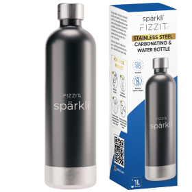 FIZZIT™ Stainless Steel Carbonation Bottle and Water Bottle | Compatible With Philips Carbonation Soda Maker and Aarke Soda Makers, Dishwasher Safe (Pack: 1 Pack, Color: Black)